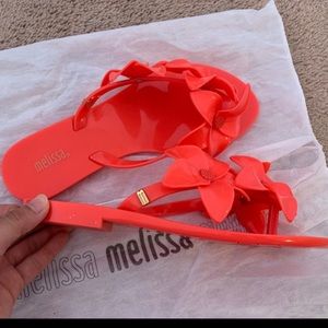 Melissa flip flops orange size 5